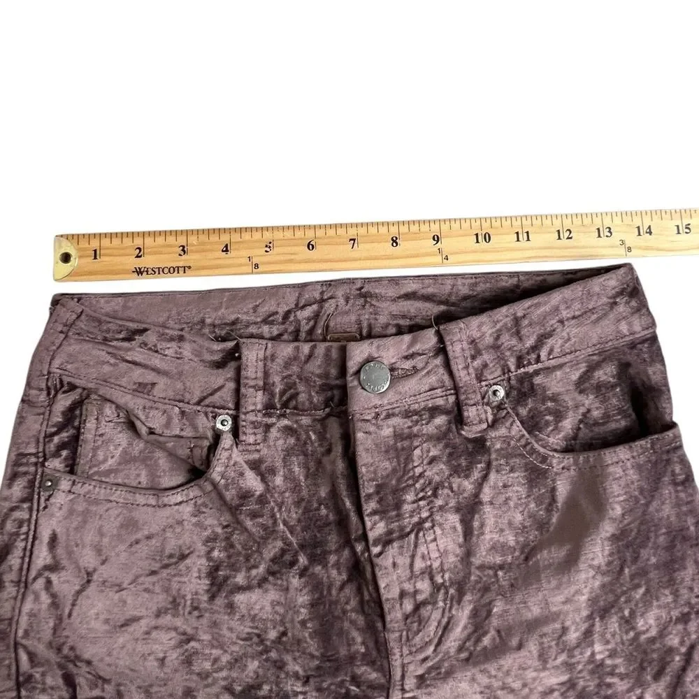 Free People Womens 27 Purple Velour Mid‎ Rise Cropped Bootcut Pants